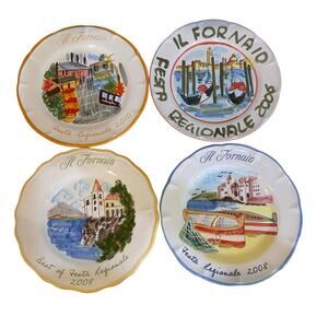 IL Fornaio Restaurant Vesuvius Napoli Naples Festa Dinner Plate Set Of 4
